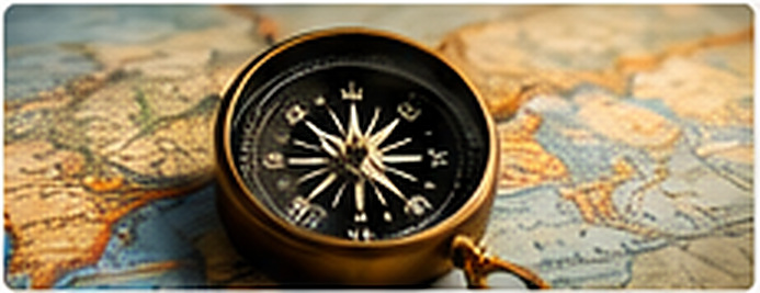 Compass on a map